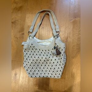 The Sak  crochet hobo bag with beads ecru color